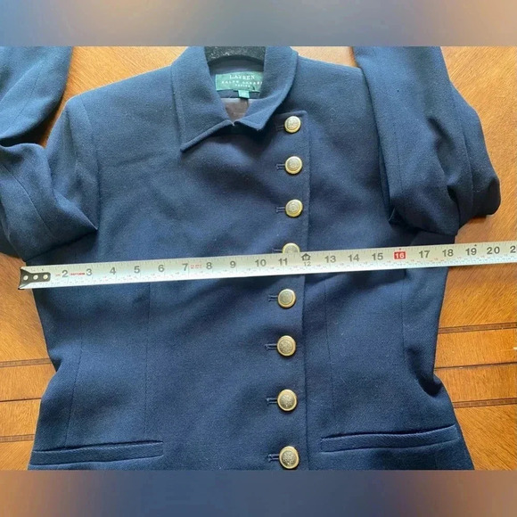 Ralph Lauren Military Blazer Career Utility Jacket Navy Wool Blend Women's EUC - Picture 9 of 11